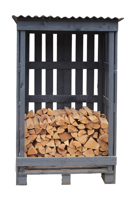 Wood Log Store with Corrugated Roof