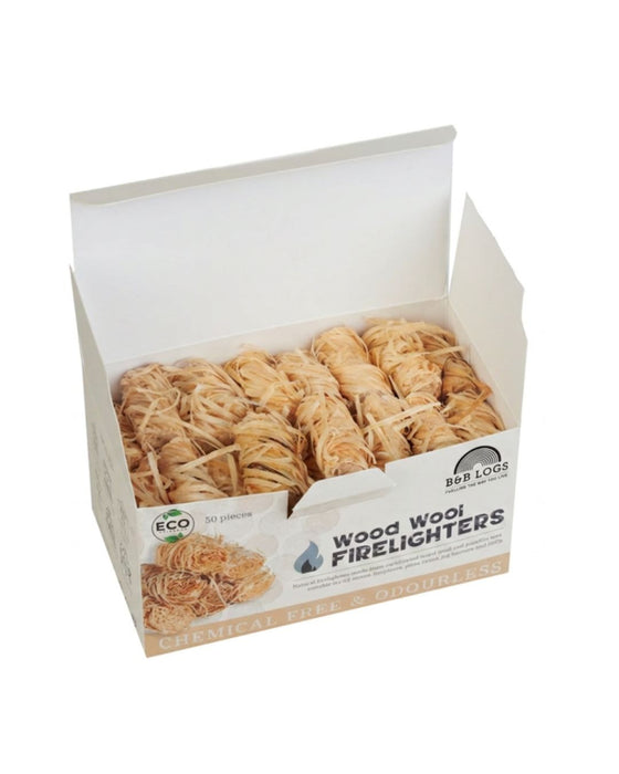 Wood Wool Eco Natural Firelighters Box of 50