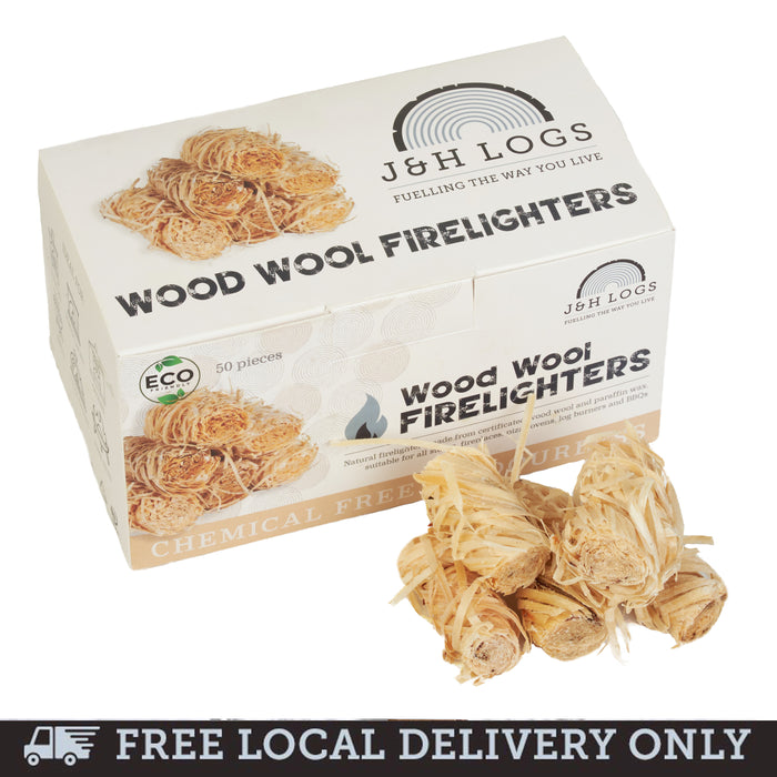 Wood Wool Eco Natural Firelighters Box of 50