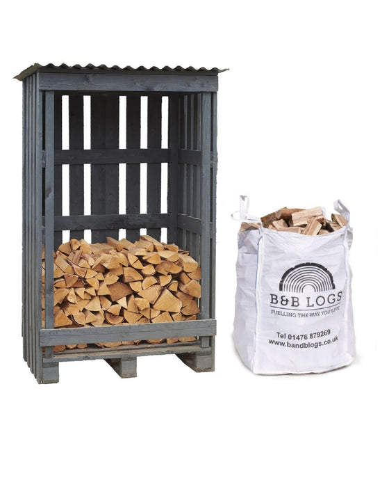 Wood Log Store with Corrugated Roof